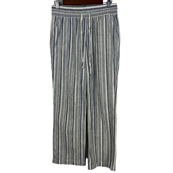 Zac & RACHEL STRIPED SMOCKED DRAWSTRING WAIST WIDE LEG PANT BLUE MULTI MEDIUM - Picture 3 of 13